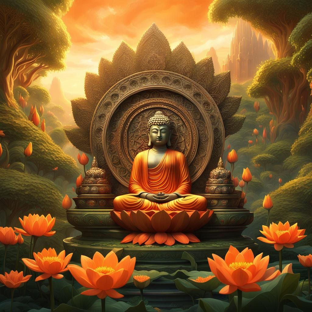 Buddha on Lotus Throne: Digital Matte Painting