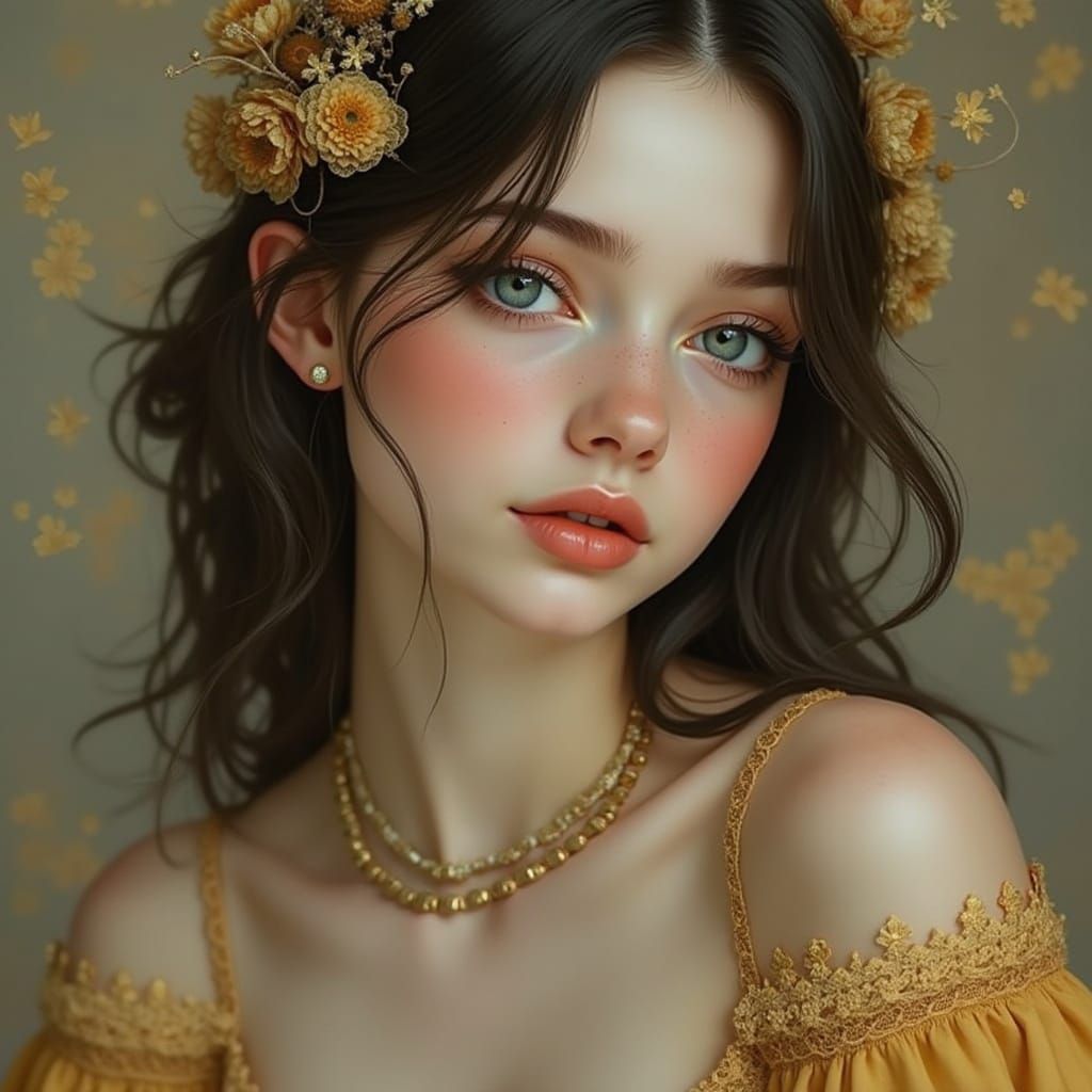 Goldish suits her well  by @Khallisx