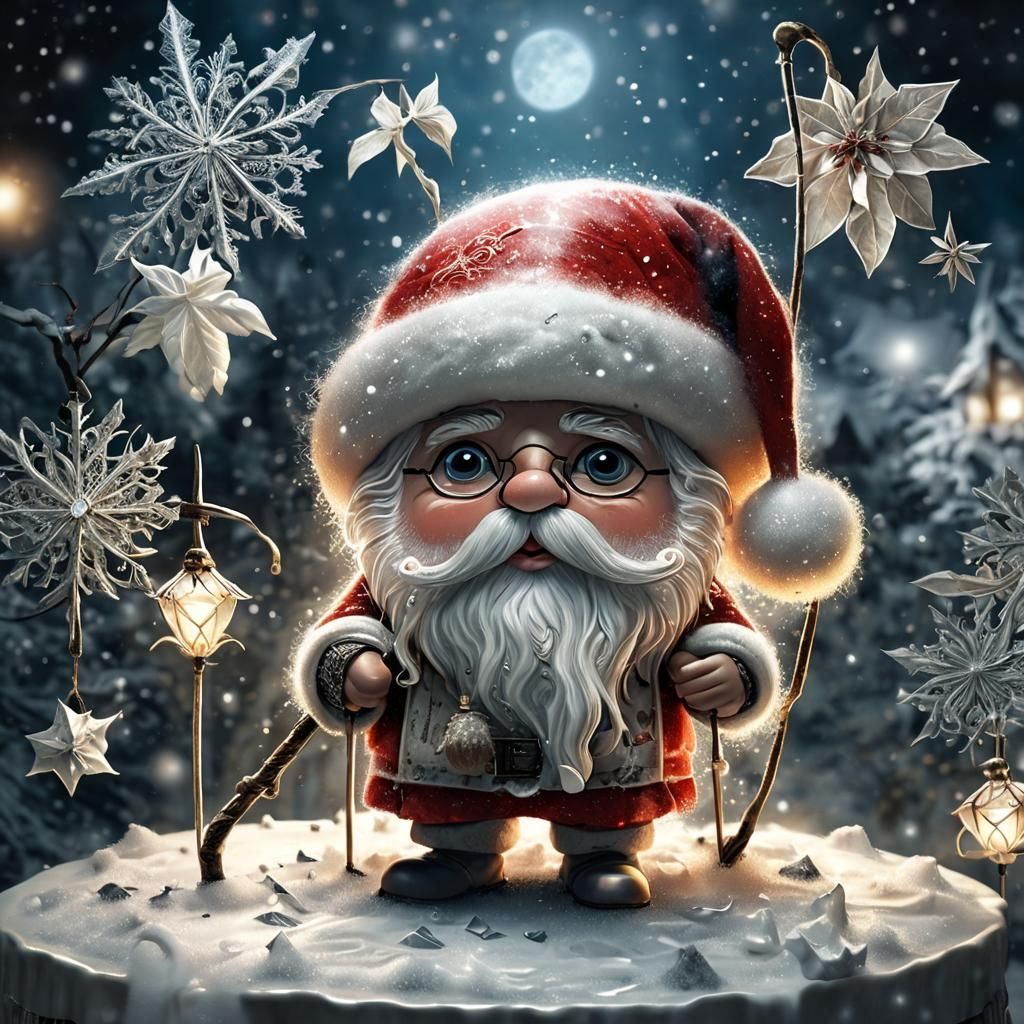 Mystical Winter Wonderland Scene in Whimsical Digital Fantas...