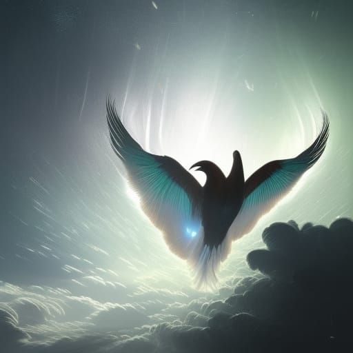 Cosmic Bird Soaring Through Starry Realms