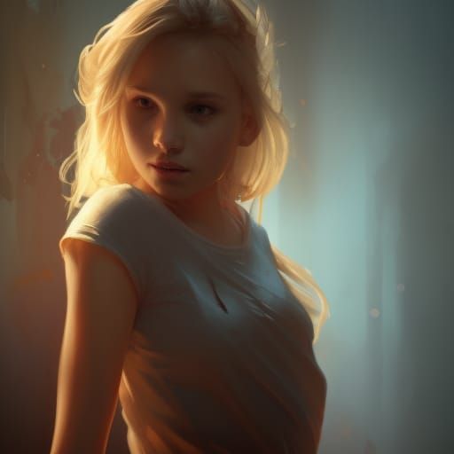 Blonde Girl Portrait in Sewer, Hyperdetailed Art