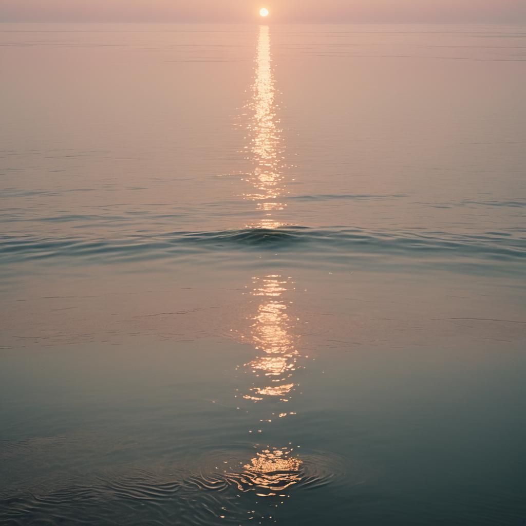 Caspian Sea Morning Sun Reflection