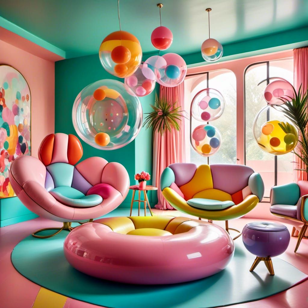 <lora:Toothache:1.0> '60s retro vibe bubble furniture