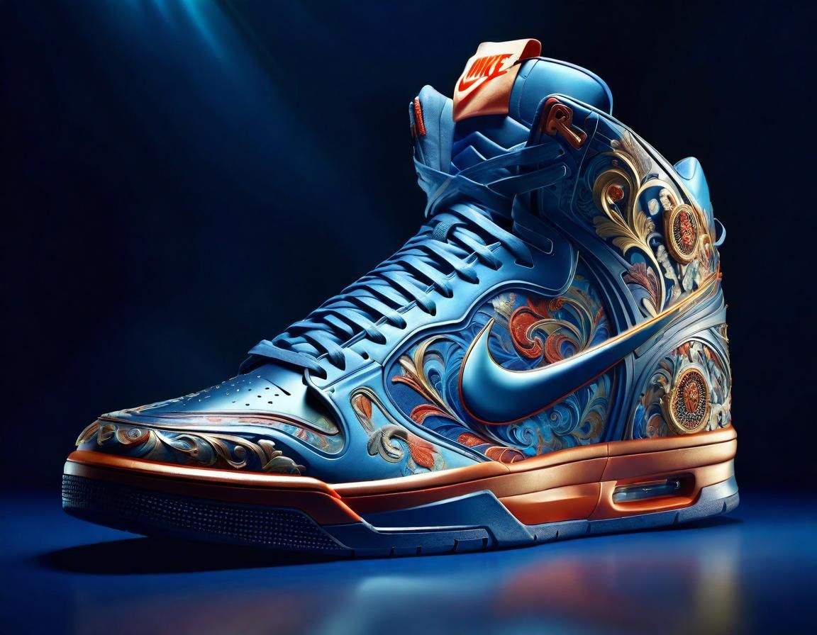 Nike shoe with blue orange details AI Generated Artwork NightCafe Creator