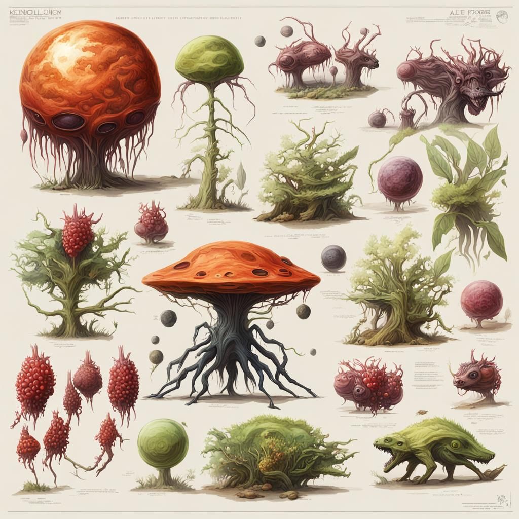 Otherworldly alien exoplanet, wolf-berry aliens creatures sp...
