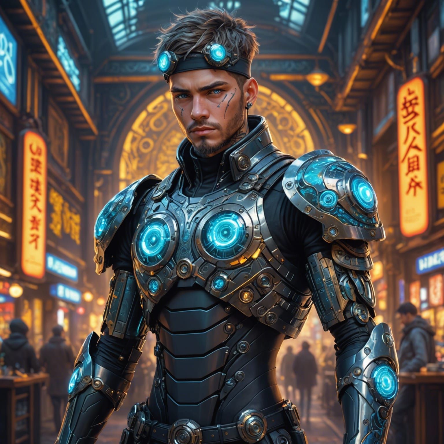 Biopunk Portrait of Handsome Man in Armor - AI Generated Artwork ...