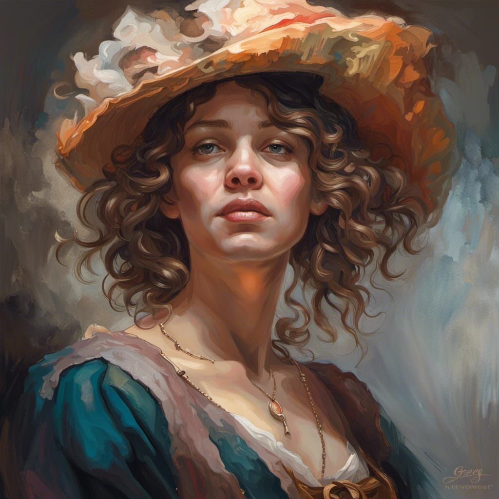 portrait, woman, french interior,  Rembrandt, vivid, realistic  by @Finch