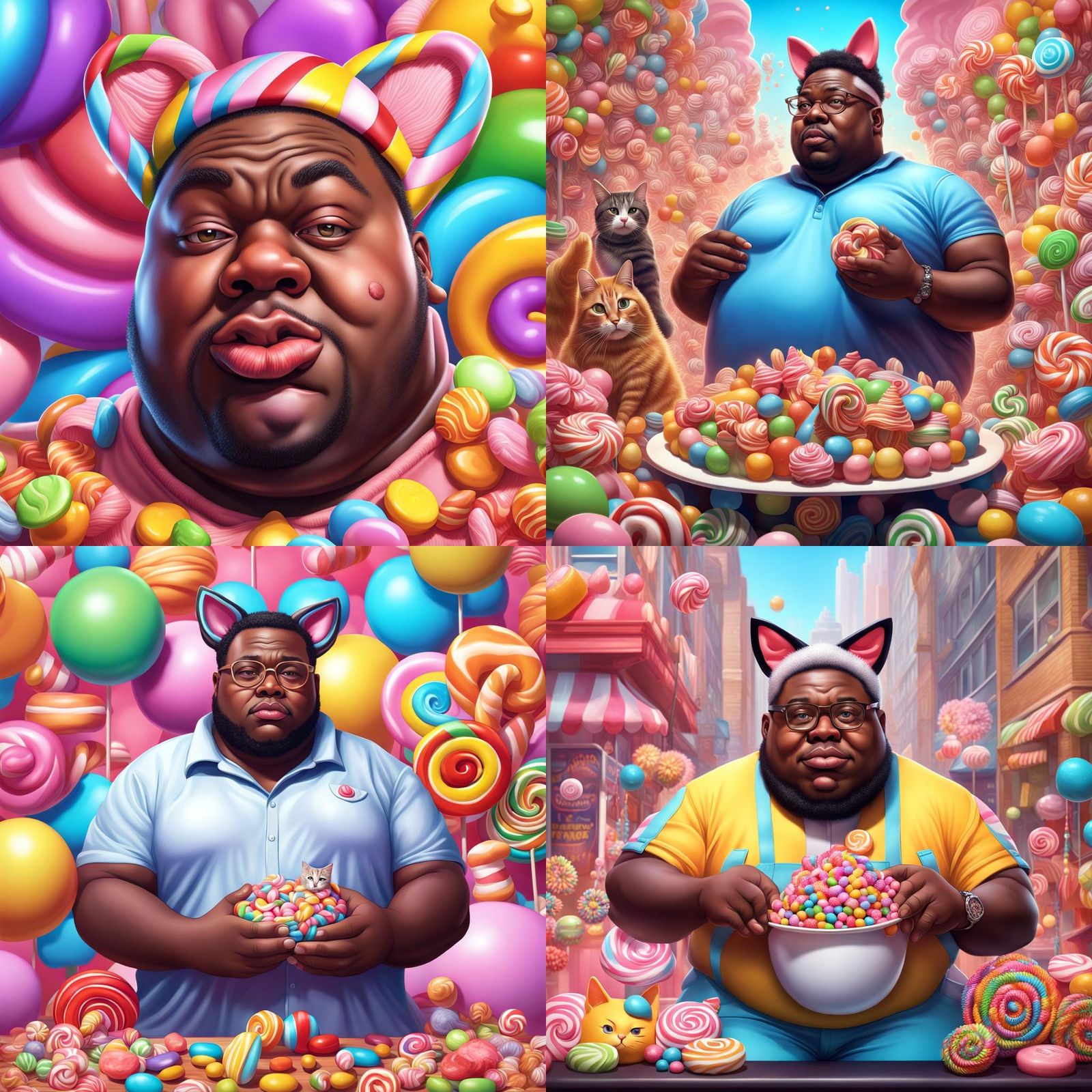 fat black man with cat ears *candy gallery* - AI Generated Artwork -  NightCafe Creator