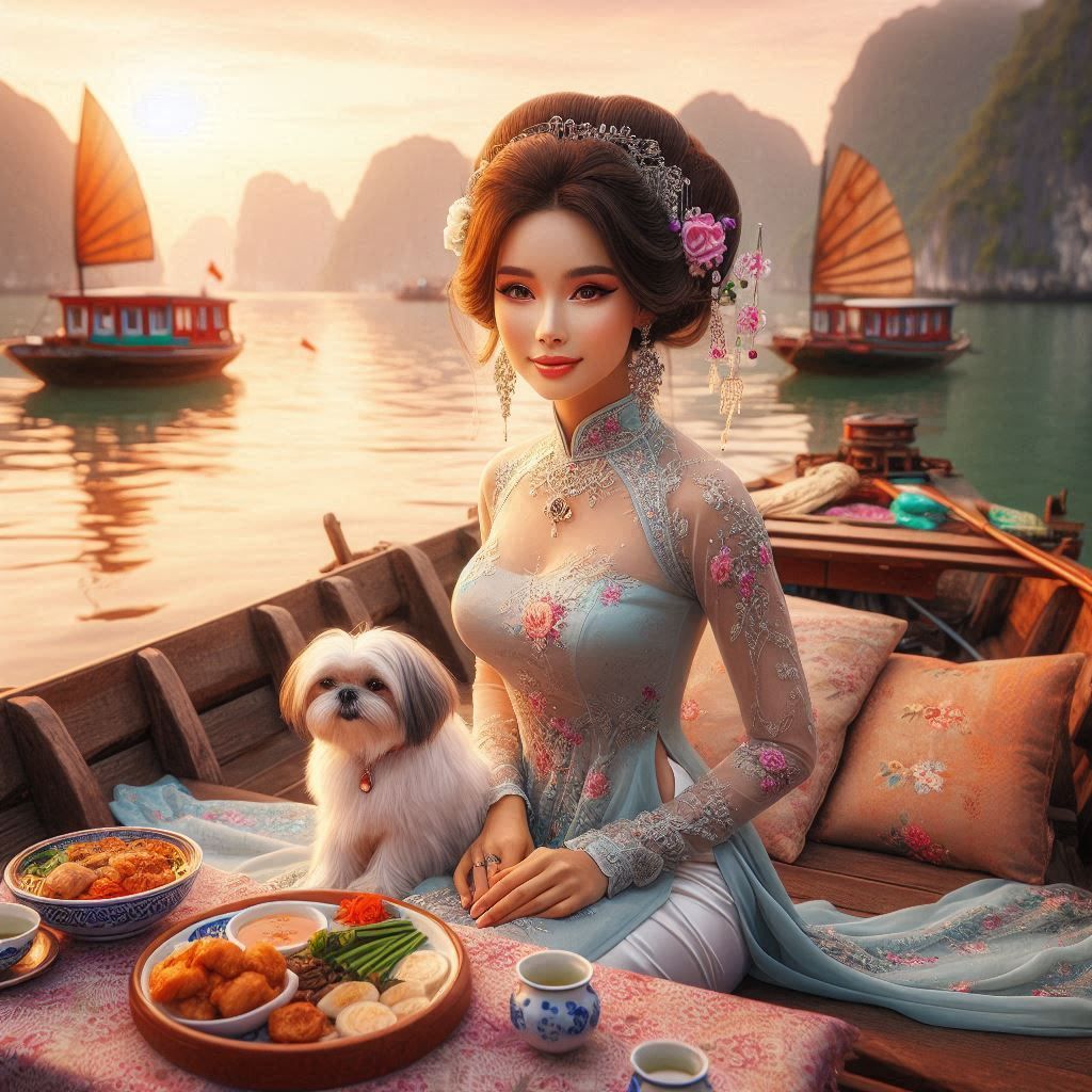 Evening out along Halong Bay, Vietnam