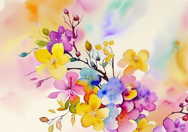 flowers, watercolor