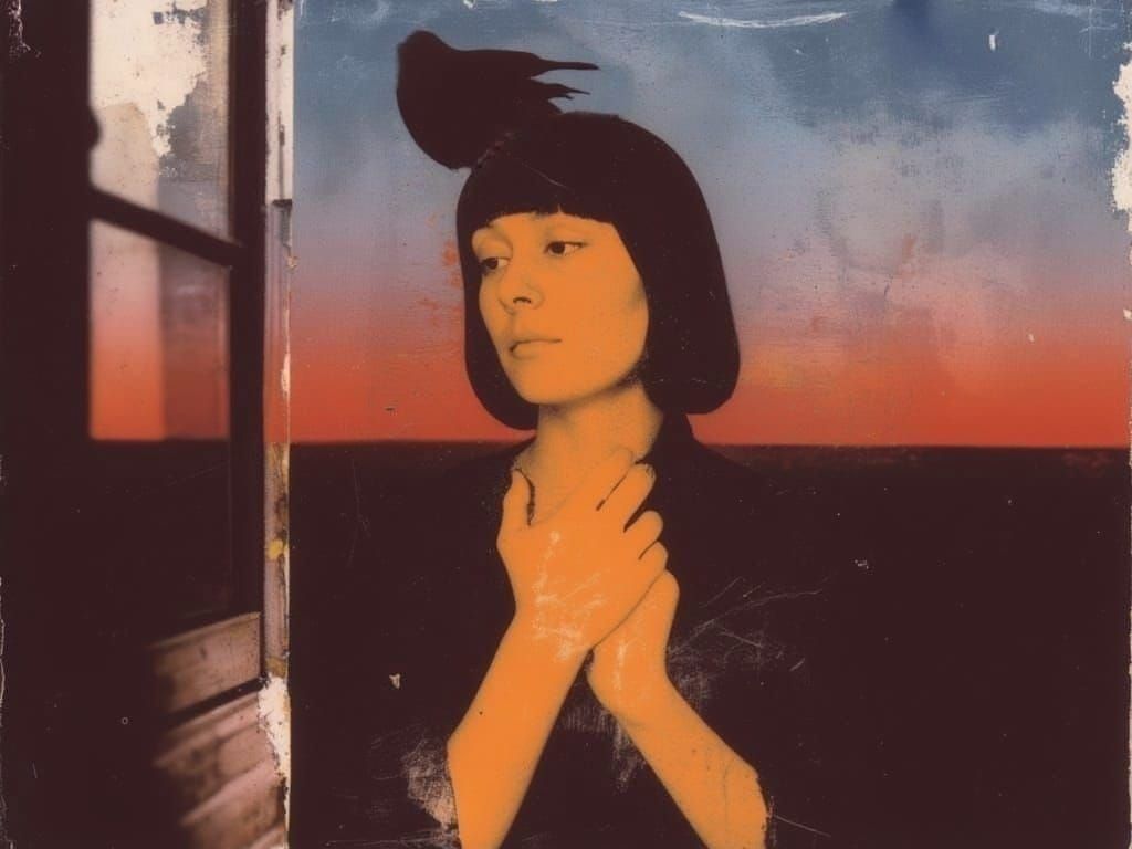 <lora:CorvidiconFlux:1.0> Woman standing by a window, An autochrome is the result of an additive color process and is a unique photograph—a...