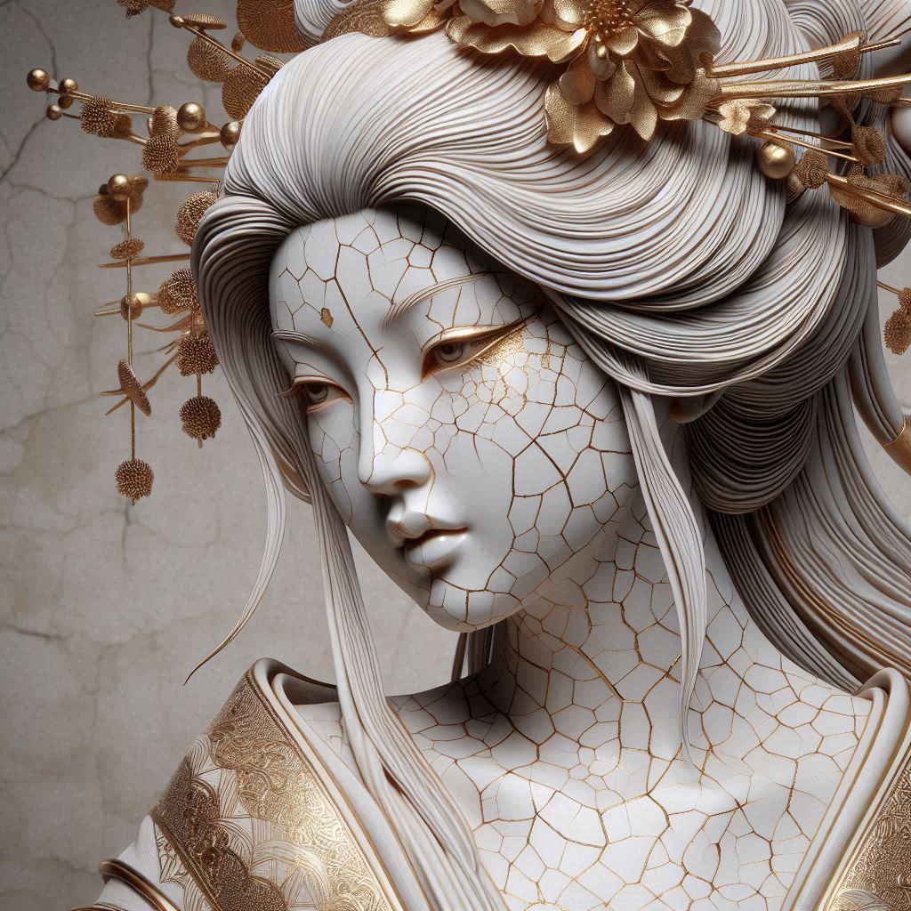 japanese woman porcelain portrait.