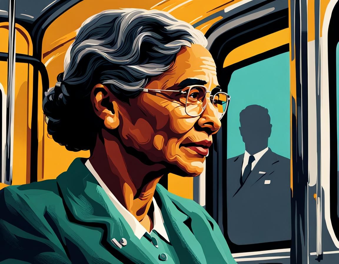 the powerful moment when Rosa Parks, with unwavering determination, refuses to give up her seat at the ...  by @JuiceBox