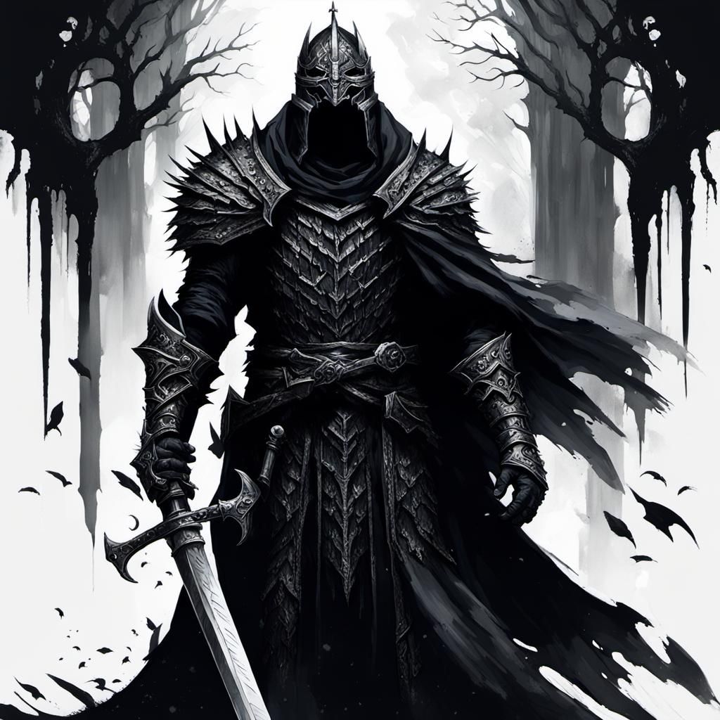 Grimdark Demonic Knight in Dark Fantasy Forest