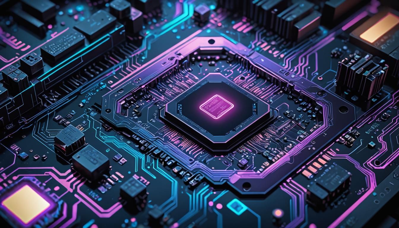 CPU AMD with glowing circuit