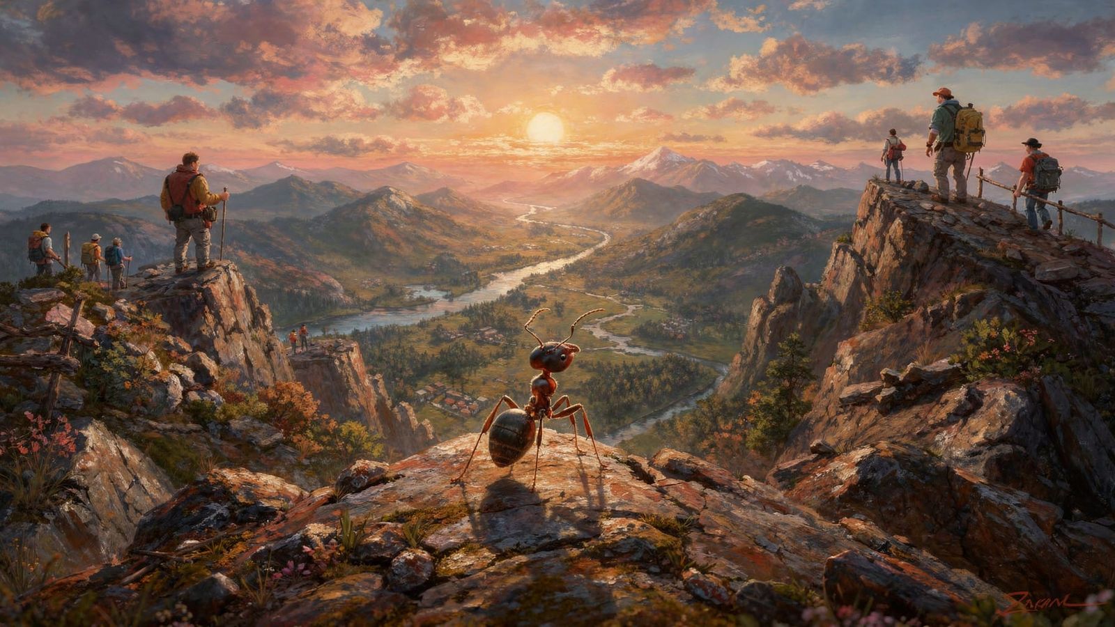 An ant has finally reached the top of a mountain.    by @Tranc34m8t0r Feel What You Hear