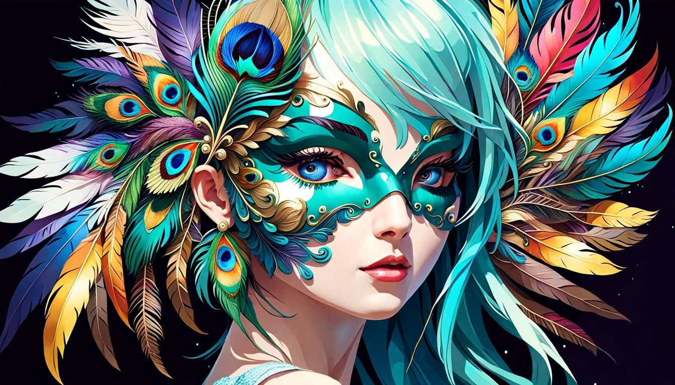 (Masks:3.0), maximalist, colorful, detailed, Swarovski cryst...