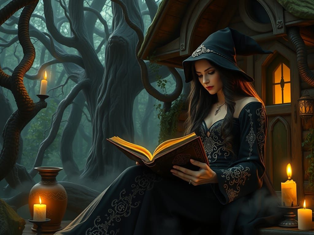 Whimsical Witch in Enchanted Cottage