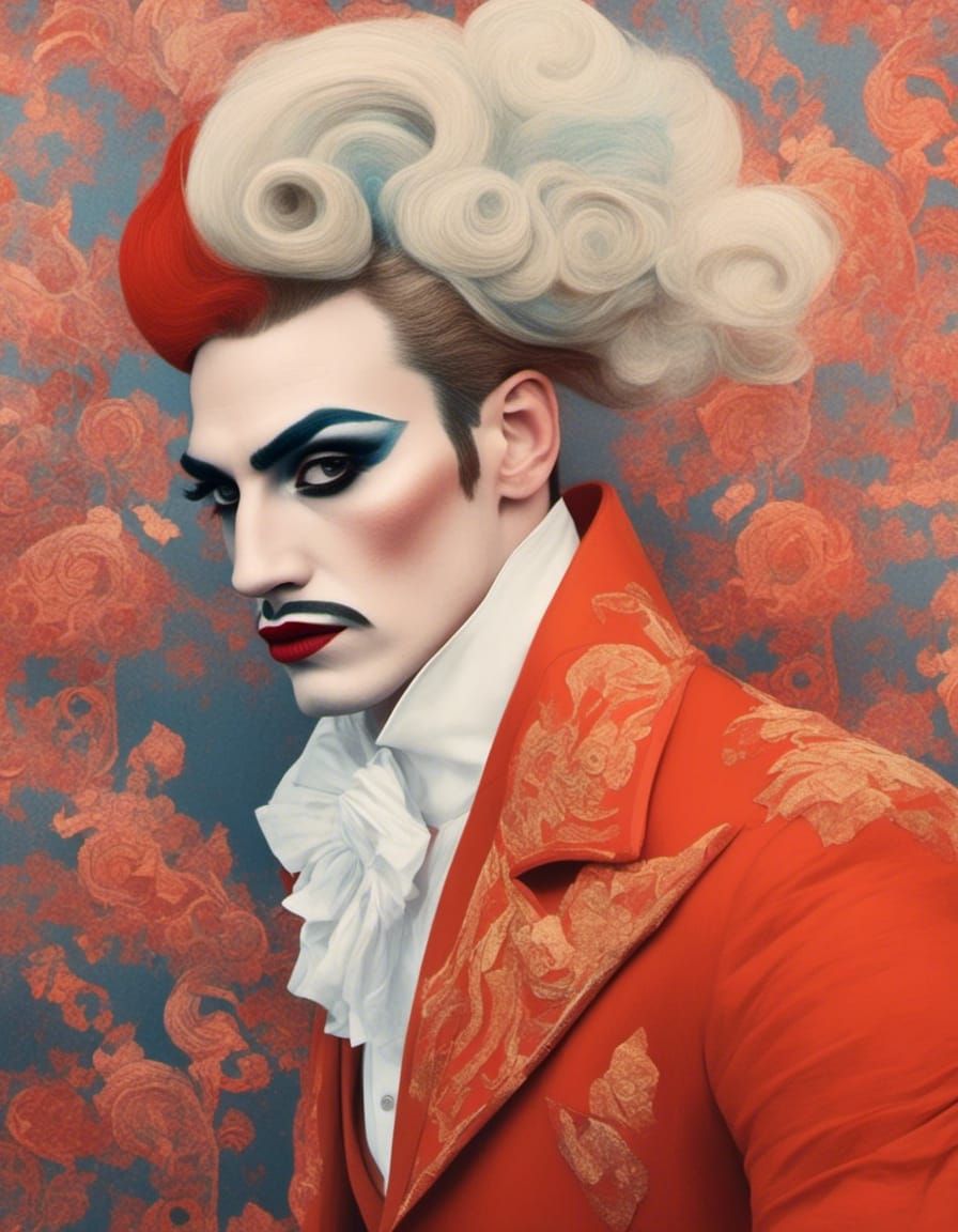 A handsome French drag king in the style of <lora:Drag Poste...