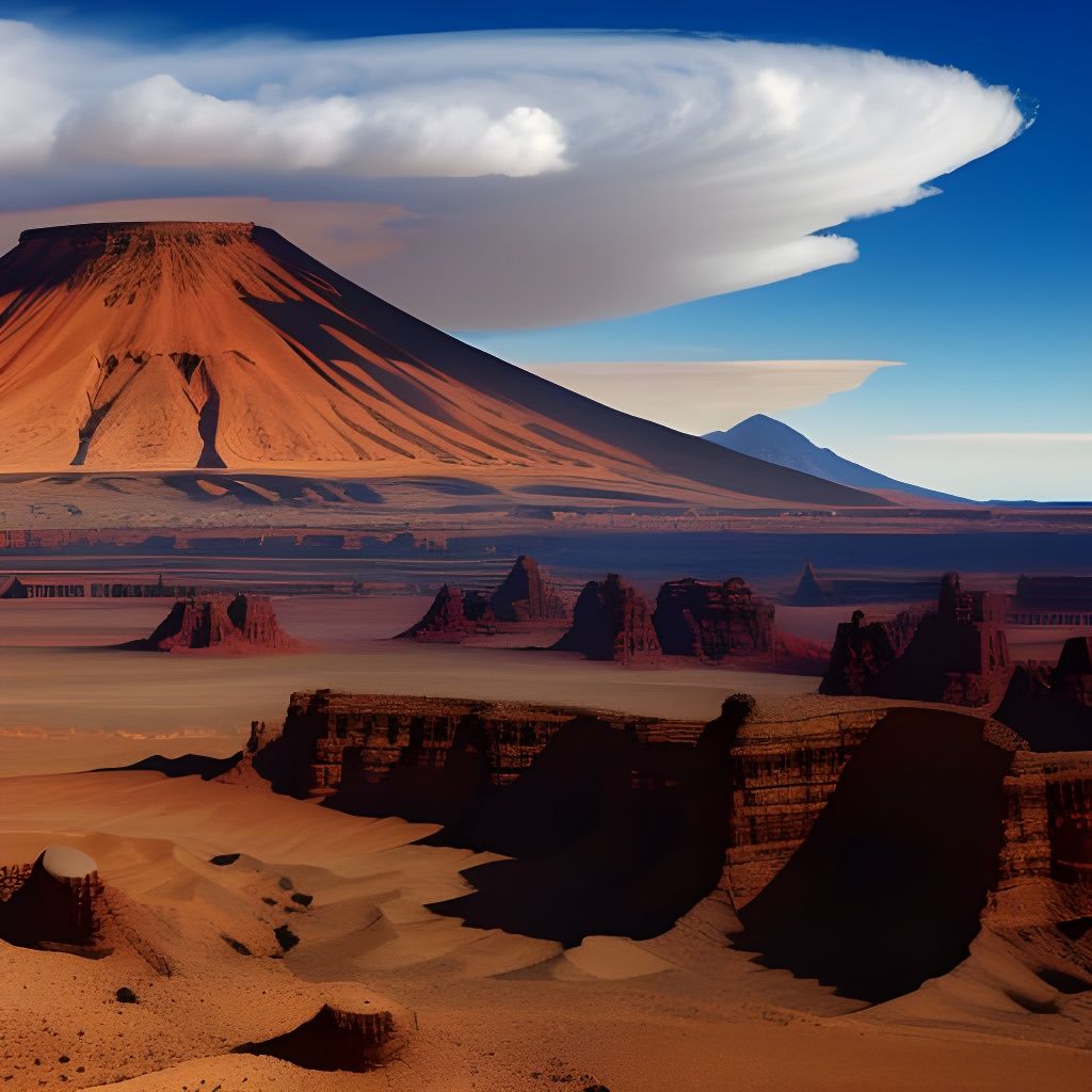 Volcanic Landscape in a Futuristic World