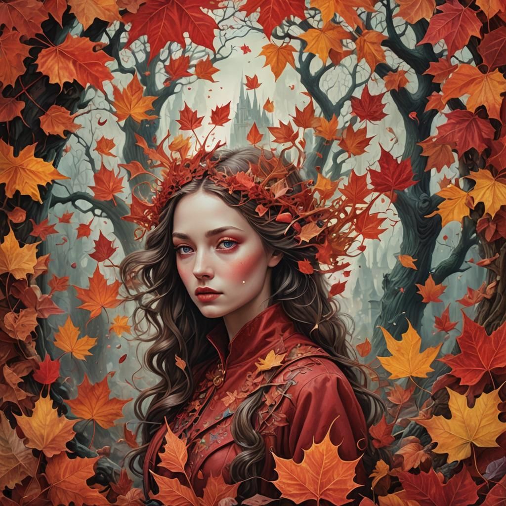 Envision a surreal dreamscape, a hyper-detailed portrait that unfolds into an epic maximalist masterpiece. It's a mysterious, magnificent, m...