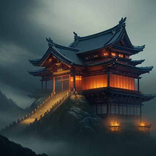 Epic Shinto Shrine Digital Matte Painting