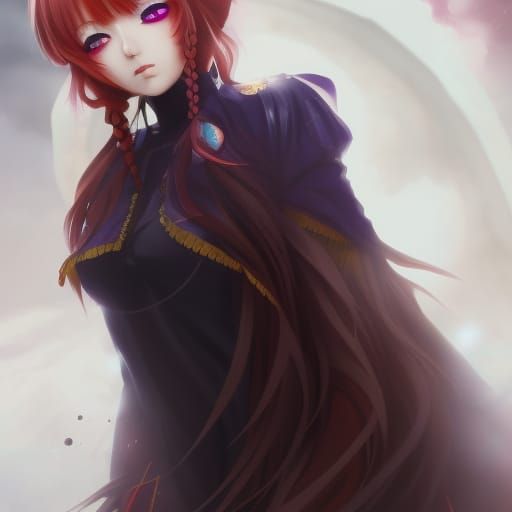 Anime Goddess with Red Hair in Digital Art Style