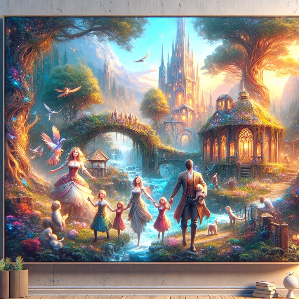 Joyous Family in Fantastical Matte Painting