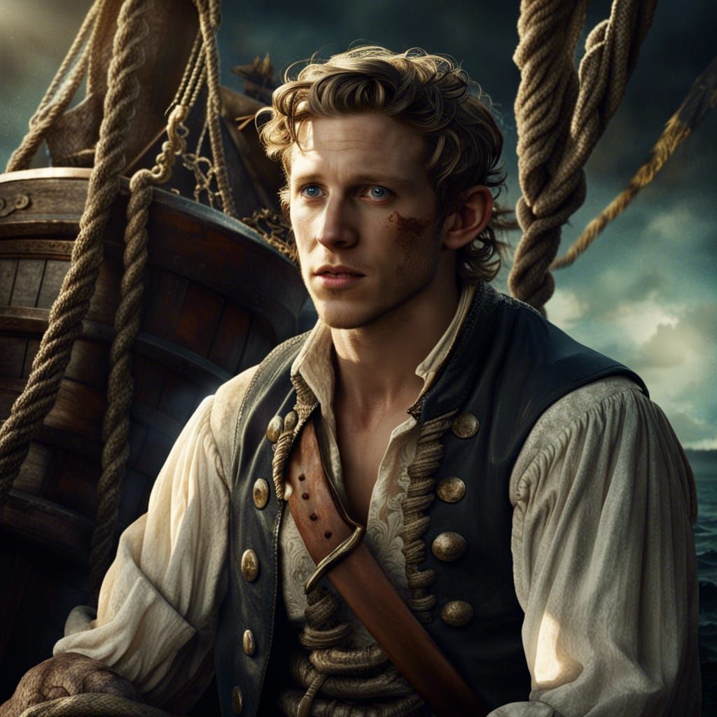 Beautiful Jamie Bell as an 18th century sea pirate. He is si...