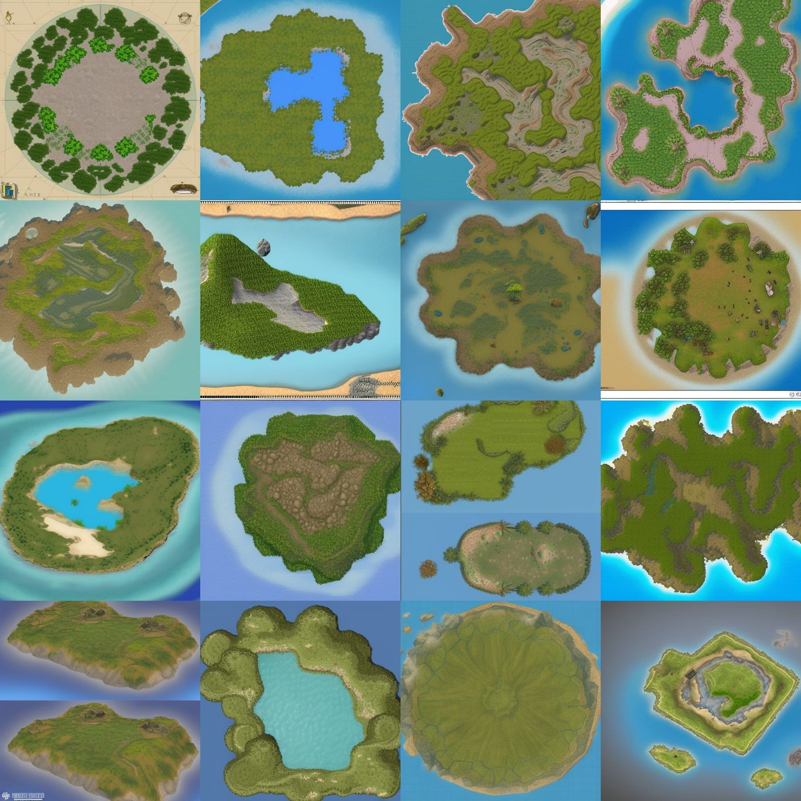 Map of huge realistic island top down
