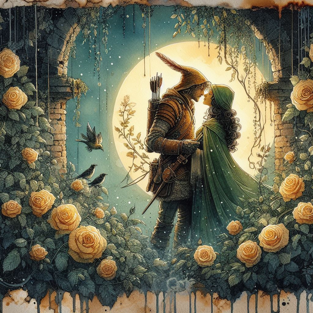 Robin Hood and Lady Marian meet in secret