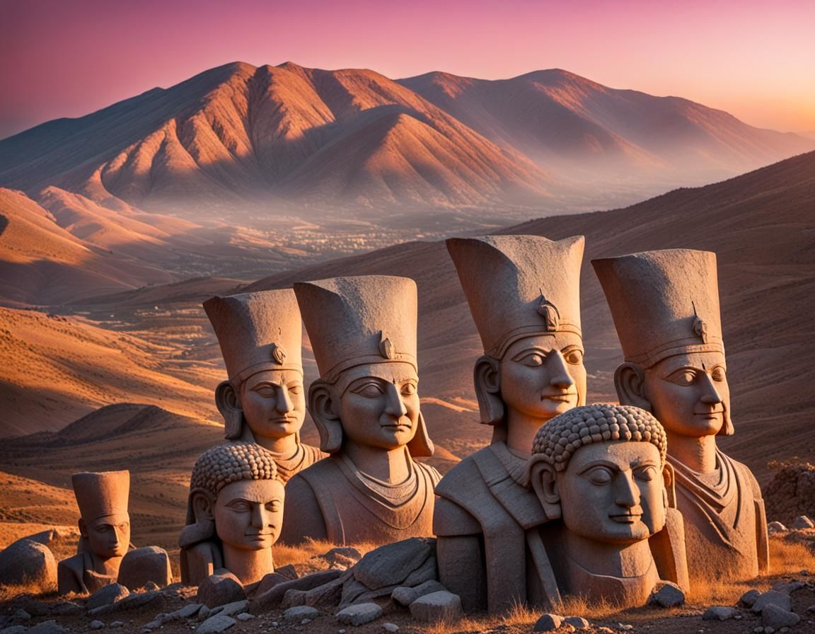 Turkey, Nemrut mountain, Nemrut dag statues