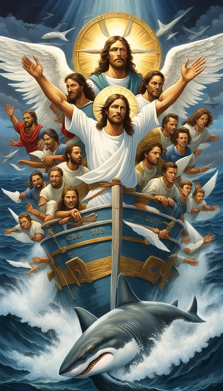 Jesus Christ and all the archangels with the magnificent gol...
