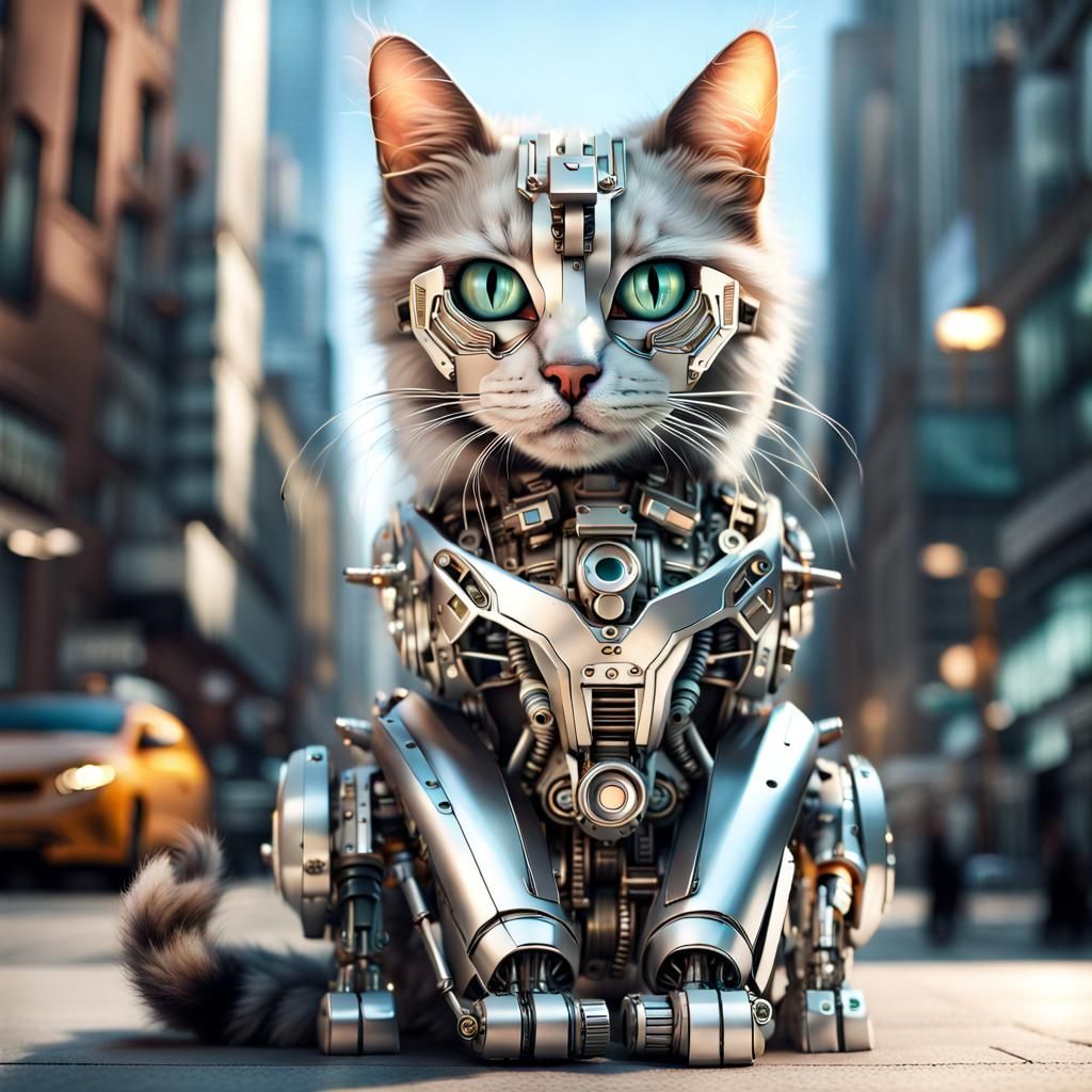 Cyborg kitty   by @Brichzy
