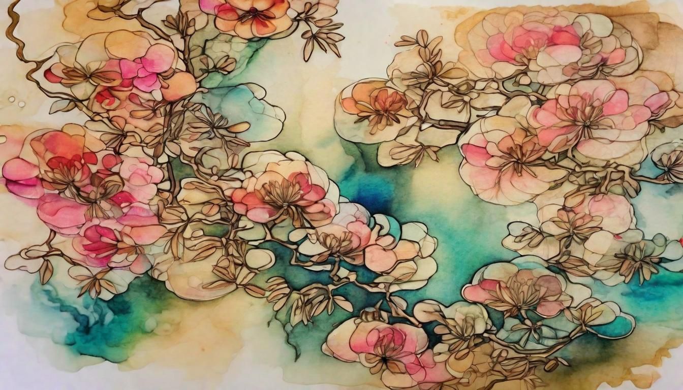 Fairy and Mushrooms in Japanese Watercolour Style