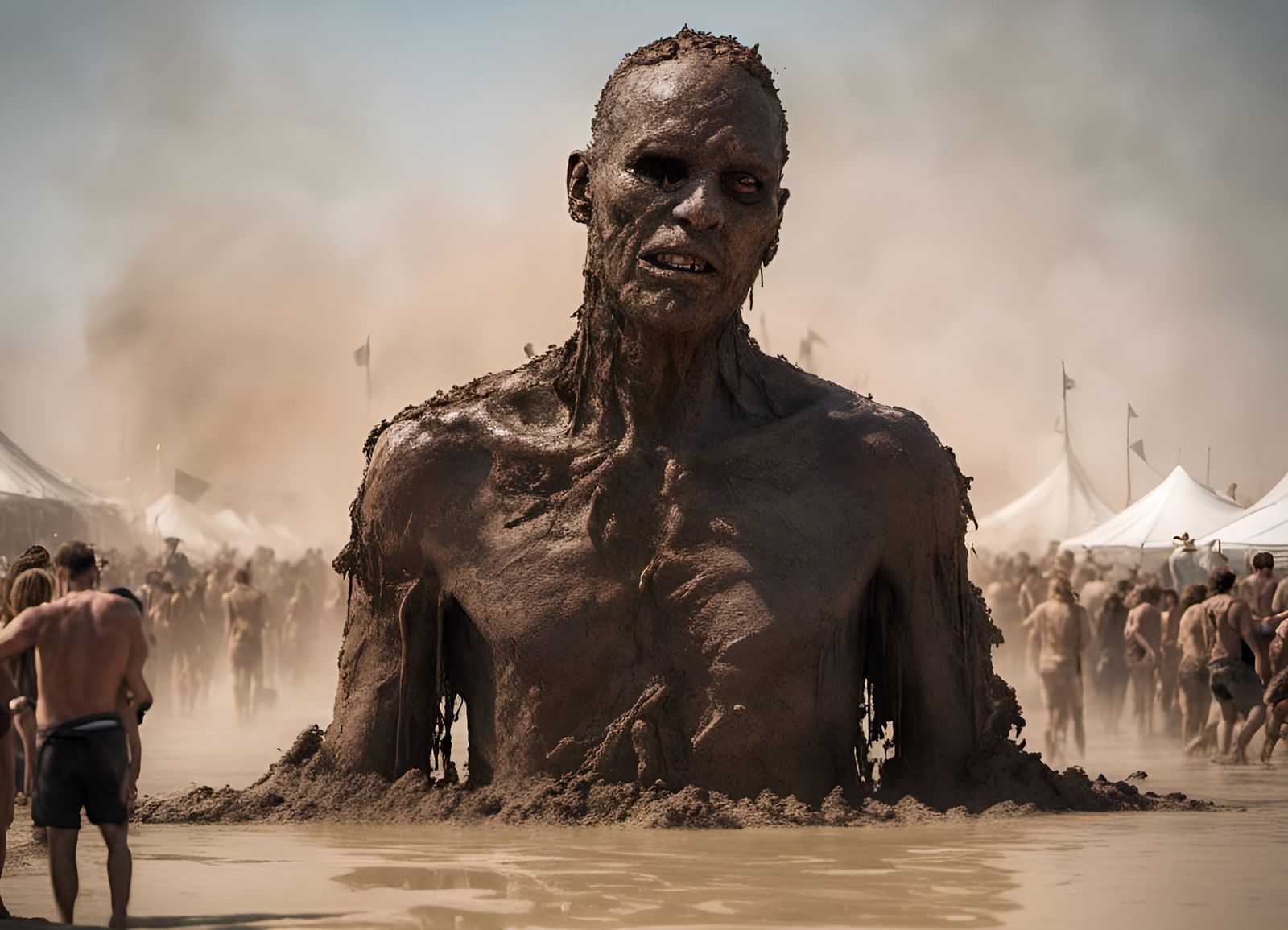 Burning Man 2023 Taking Refreshing Mud Bath Before Getting T...