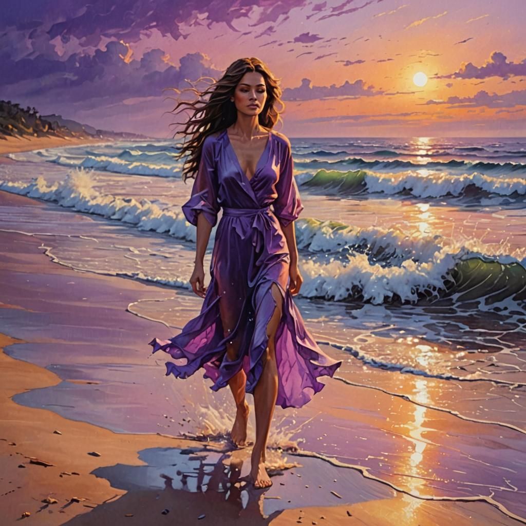 Woman walking on the beach