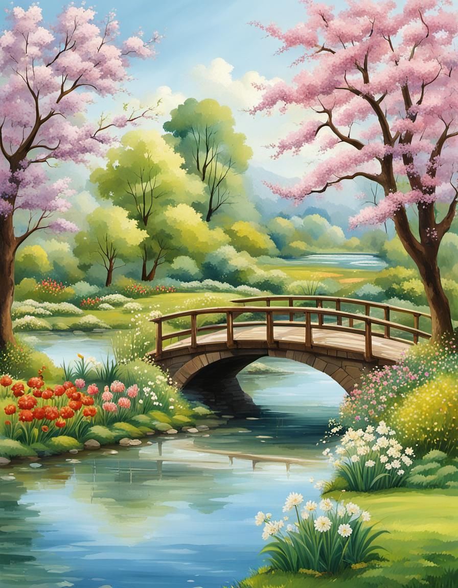 spring garden landscape