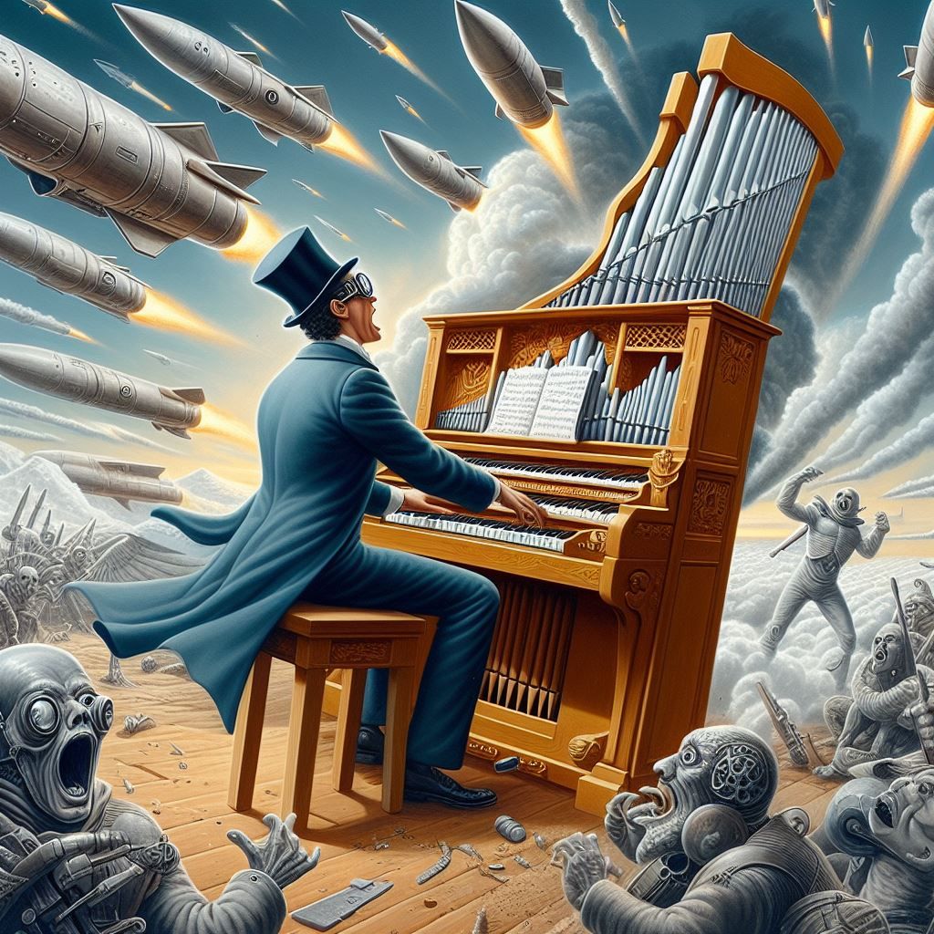 Olrick playing his organ before the end of time