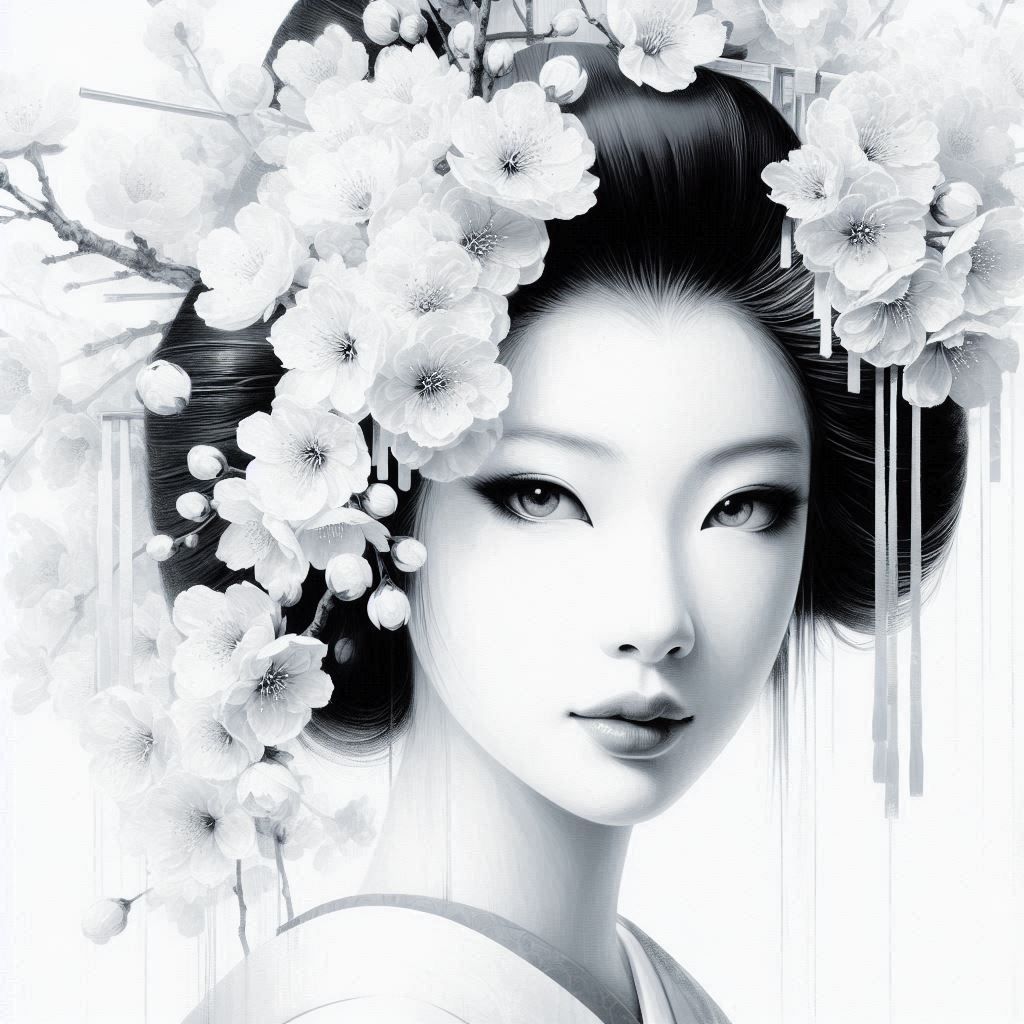 white Geisha portrait