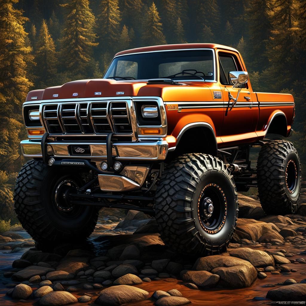 1979 Ford Pickup, lifted riding on 42 inch super swamper tires, rock ...