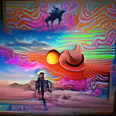 Space Cowboy With Psychedelic Sunset