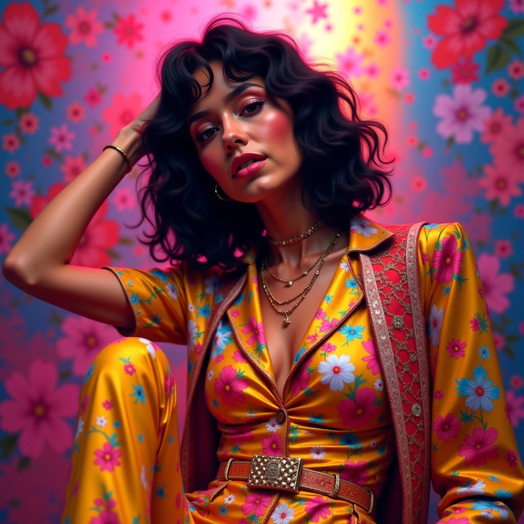 a disco in the style of <lora:Flower Power:1.0>