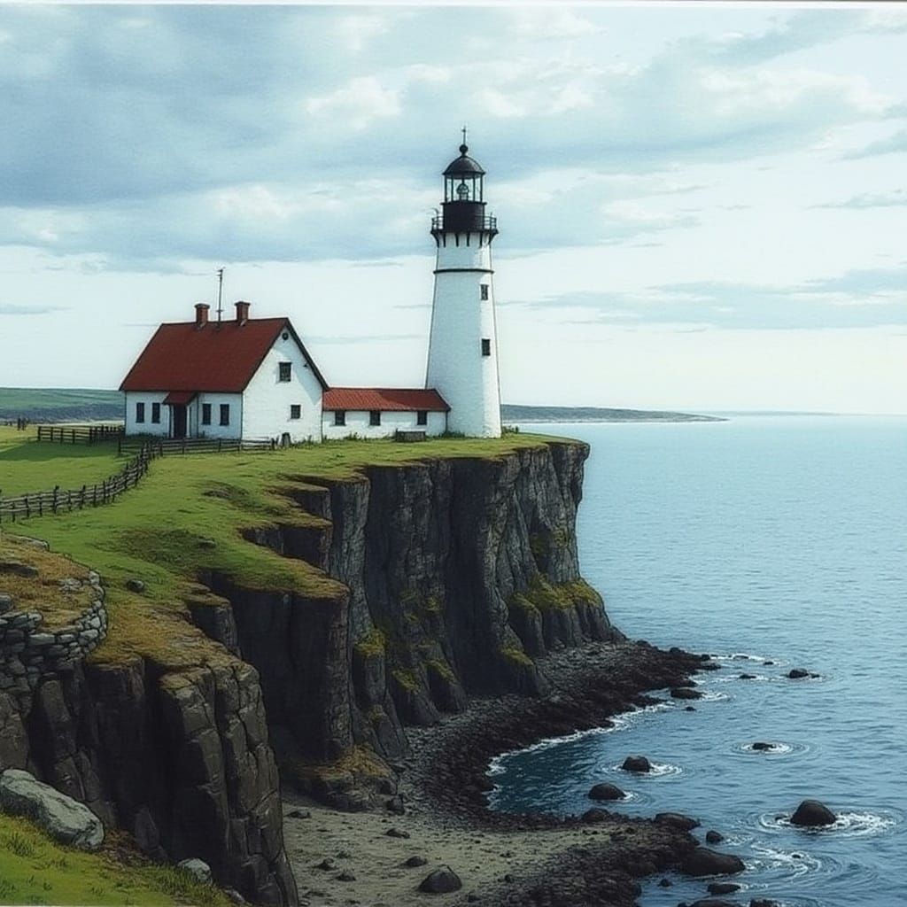 <lora:Erik Olsson 2:1.0> Lighthouse on a cliff