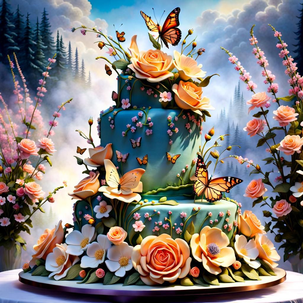 Flower meadow cake  by @Himoai