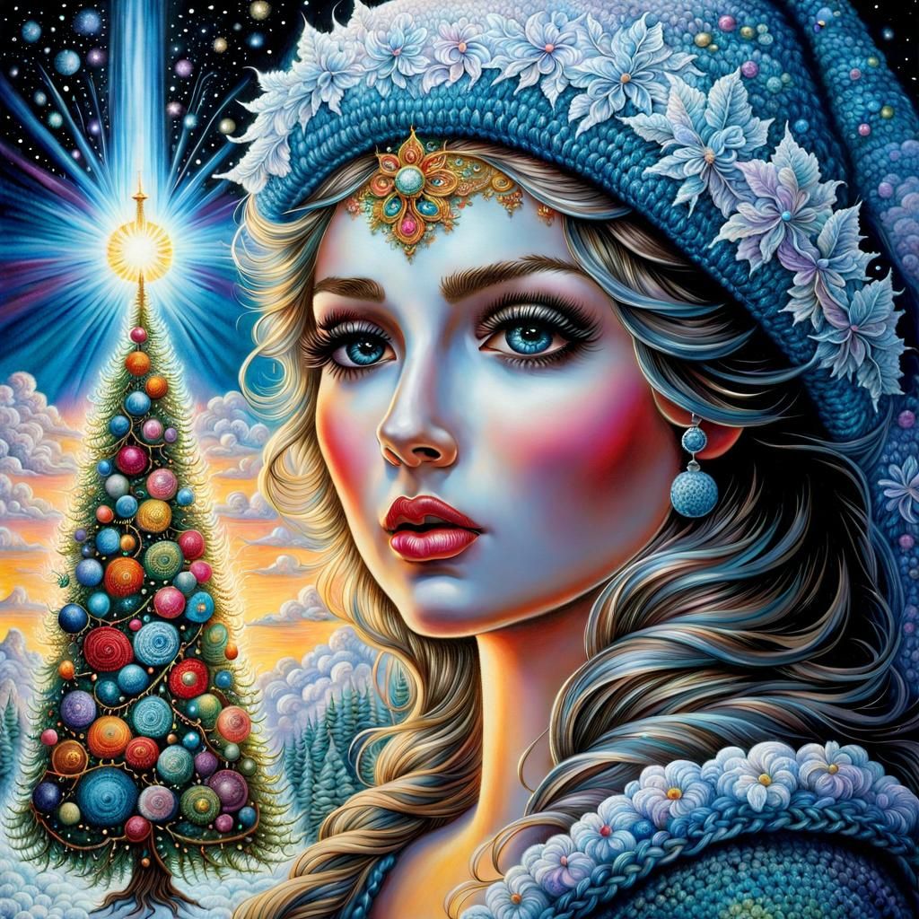 Crochet art, crochet stitch, Illuminated Christmas Tree With...