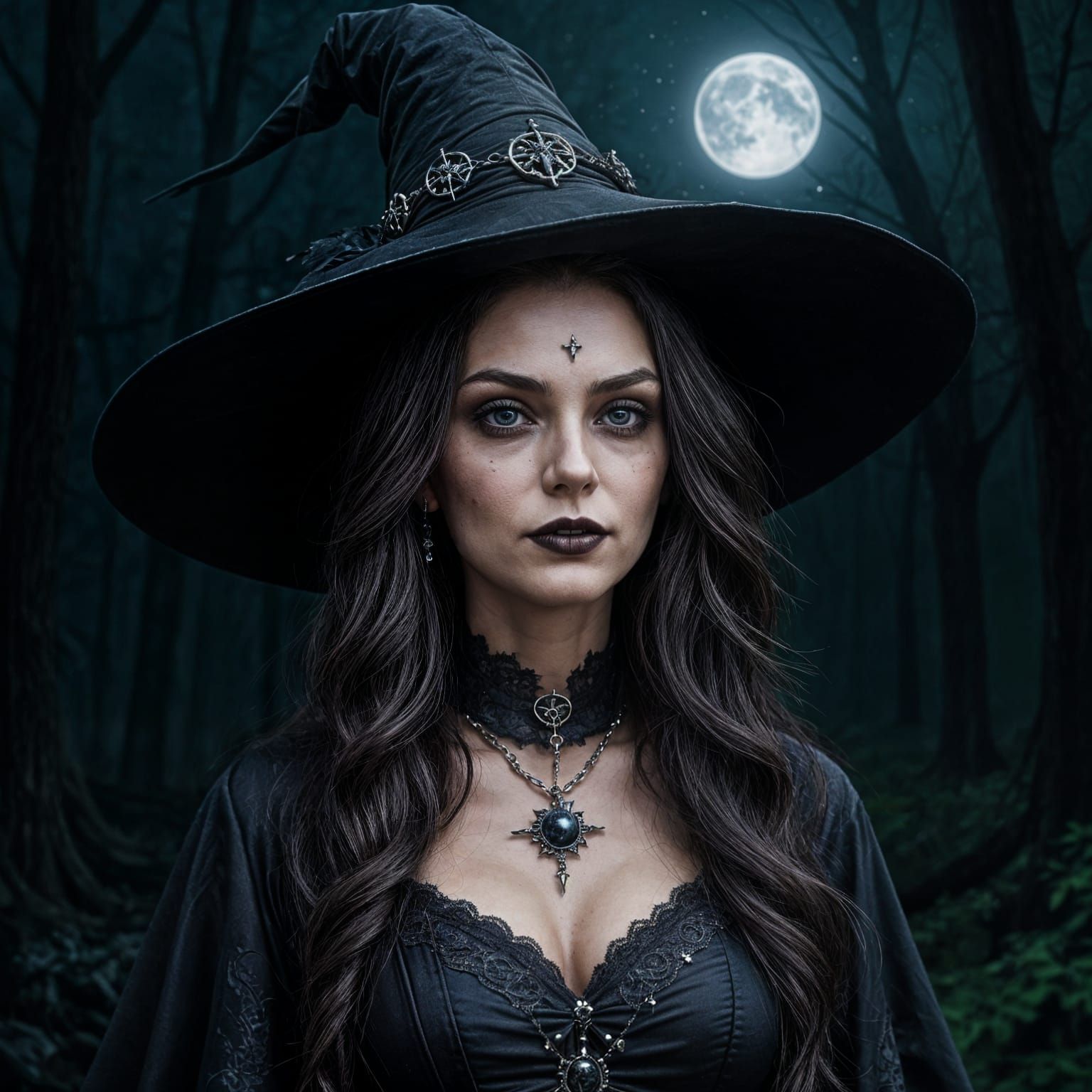 A mesmerizing realistic gothic witch