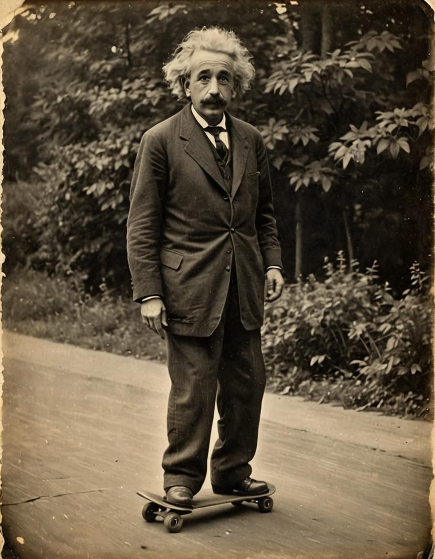Einstein skateboarding 😂