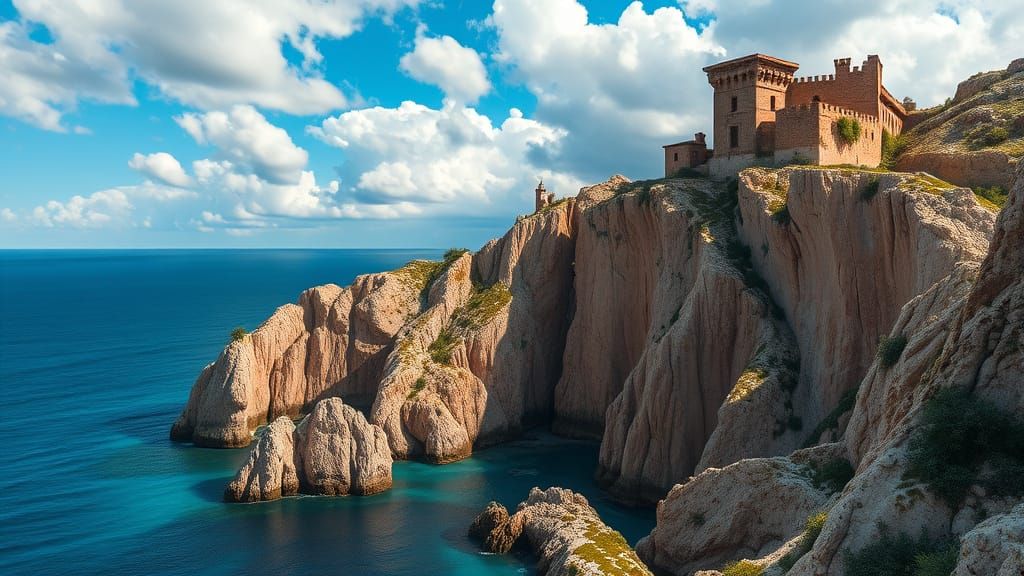 Breathtaking Mediterranean Coastline Matte Painting