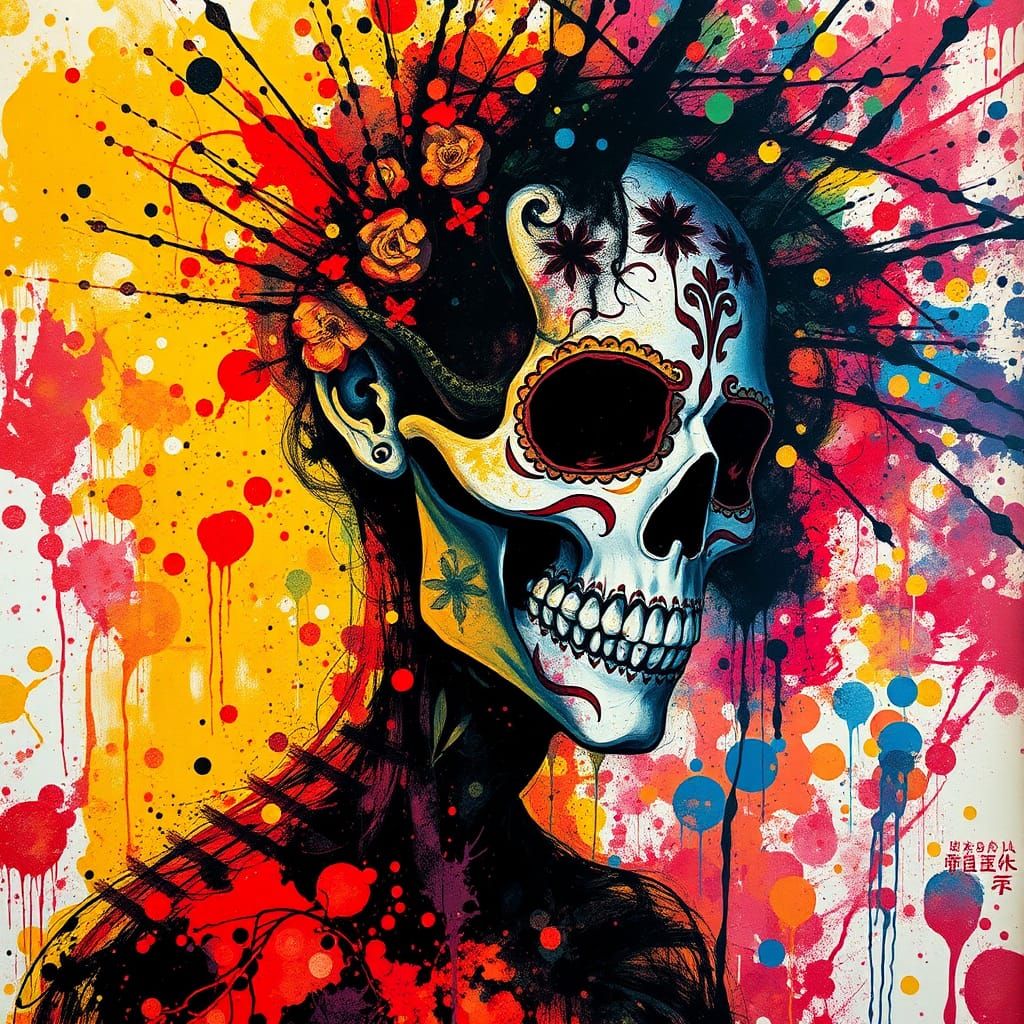 Splattered Ink of dias de los muertos